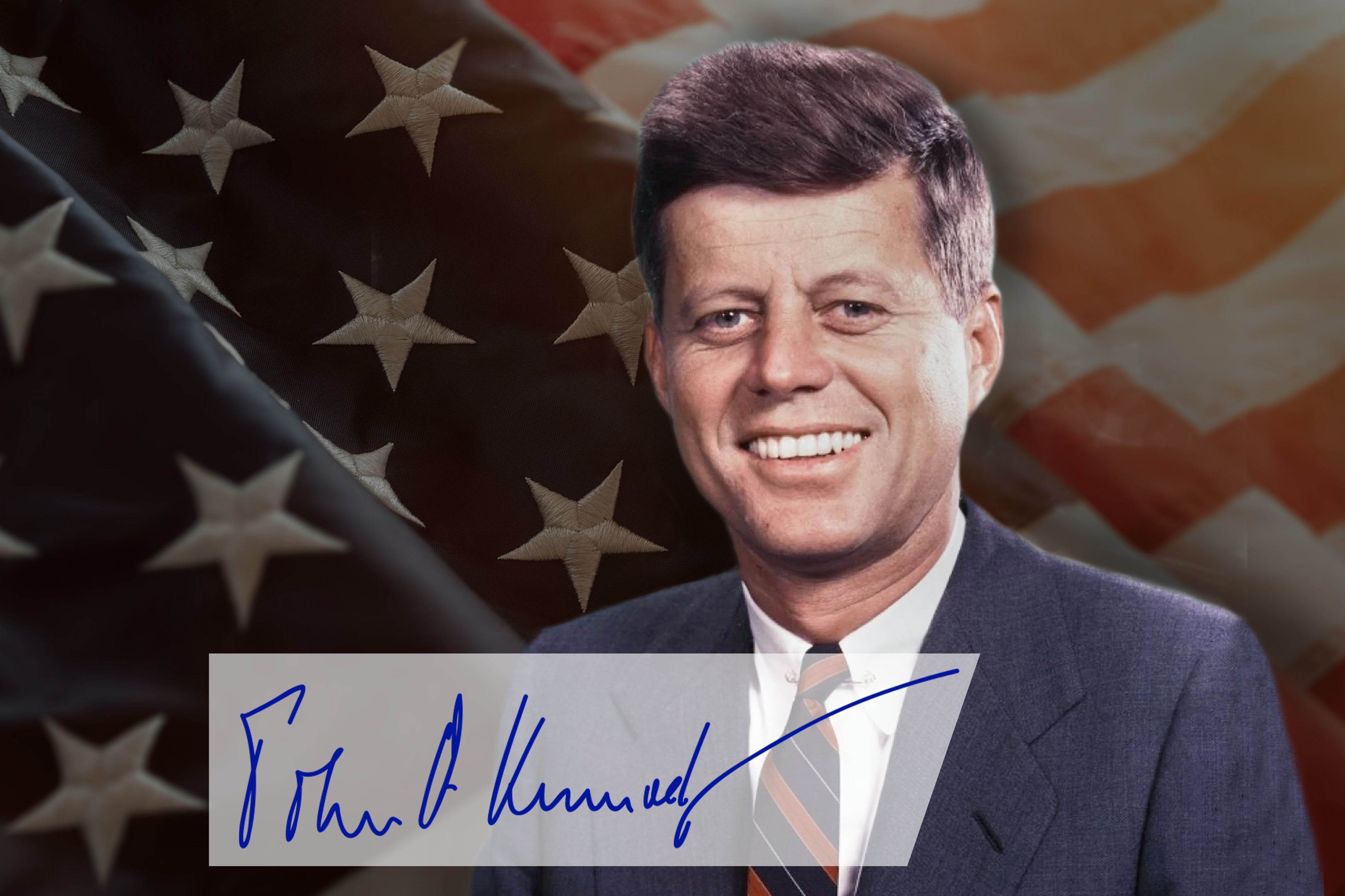 J.F. Kennedy元大統領のサイン入りの写真（左にある写真、他は参考） John F. Kennedy Signed Photograph